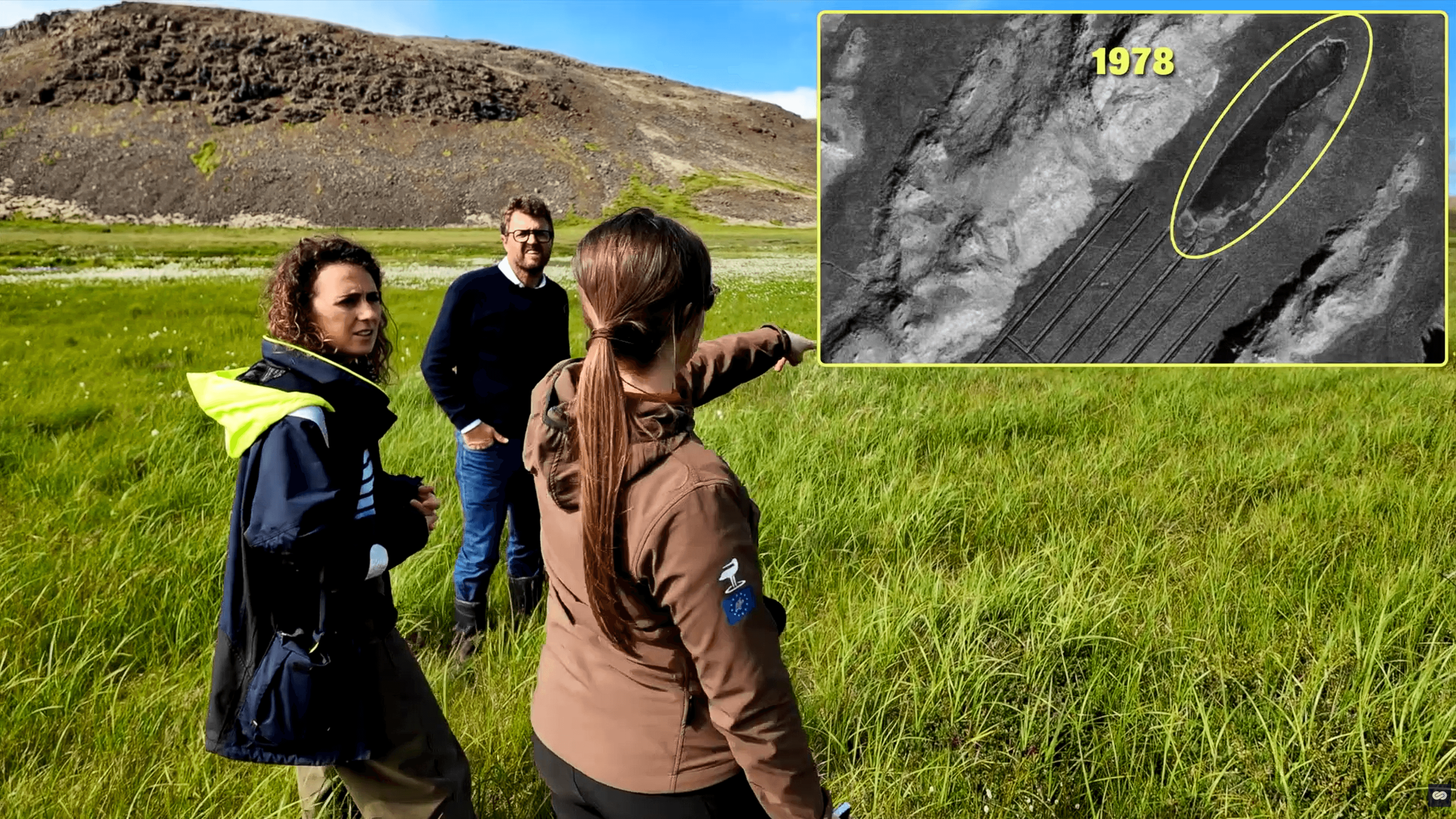 Elisabeth Bernard, project coordinator, shows the Miðfossar area to the Energy Observer team. Source: „Iceland wants to turn CO₂ into stone to save the planet | Carbon Hunters“ – Energy Observer, published 28/07/2026.